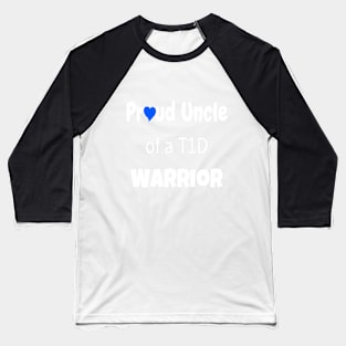 Proud Uncle White Font Blue Heart Baseball T-Shirt
